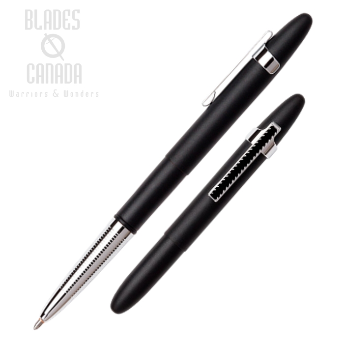 Fisher Space Pen Bullet Pen, Matte Black w/Chrome Grip and Clip, FPBC-CL